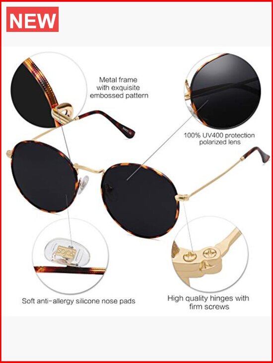 Small Round Polarized Sunglasses Stainless Steel UV400 Protection Classic Retro main image 6